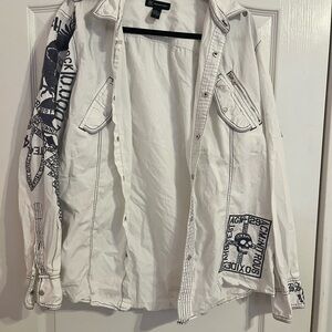 INC International Concepts Black and White Casual Button Down Shirt